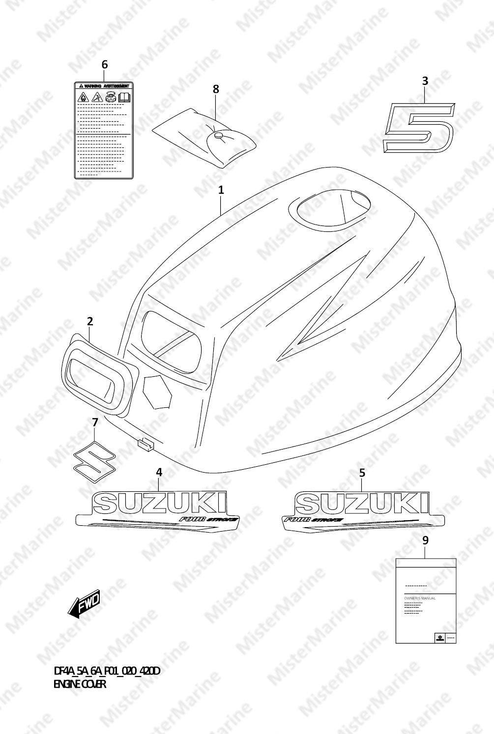 FIG.420D (1-C-12) ENGINE COVER (DF5A)