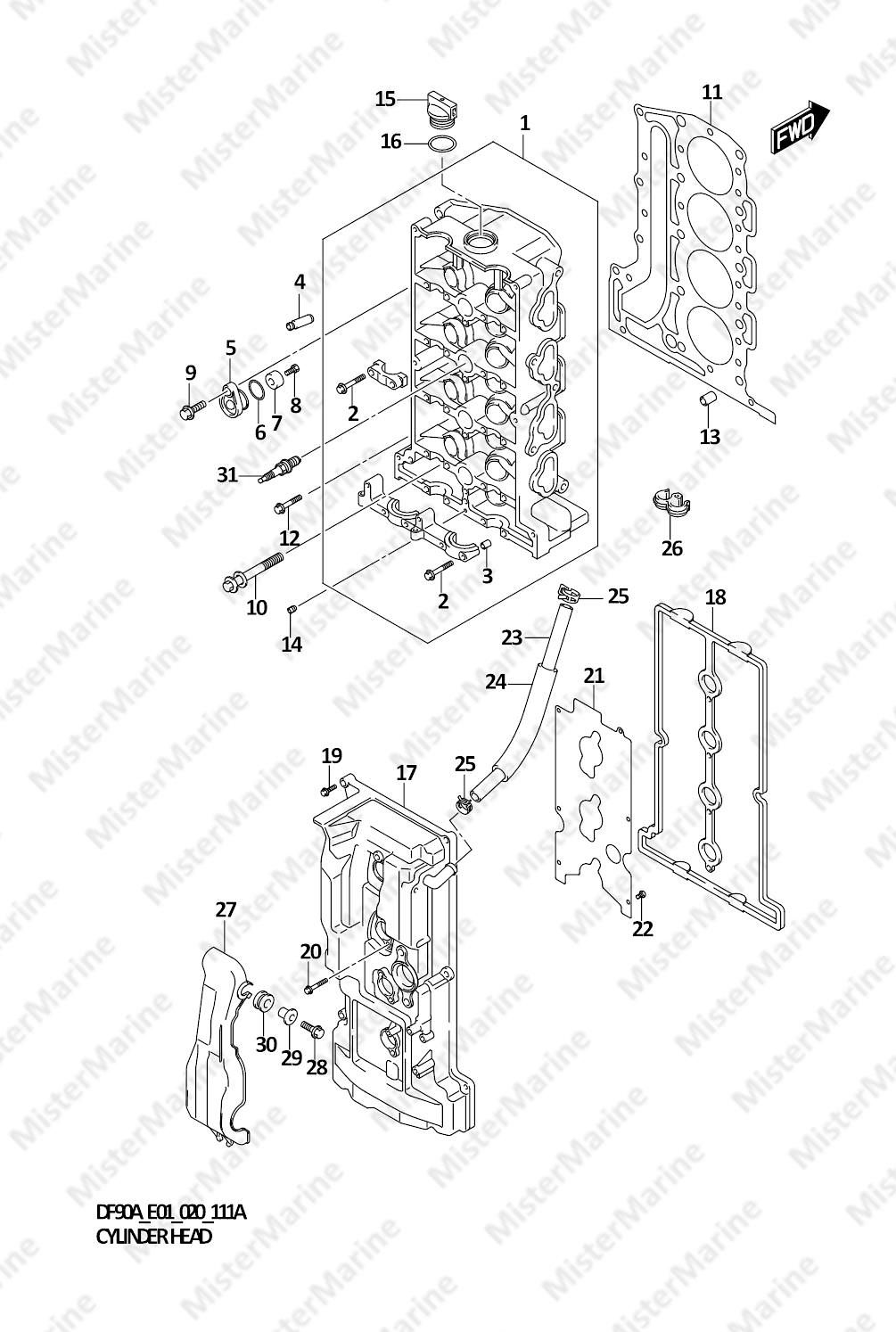 15 FIG.111A (1-B-2) CYLINDER HEAD (DF70A)(DF70ATH)(DF80A)(DF90A)(DF90ATH)