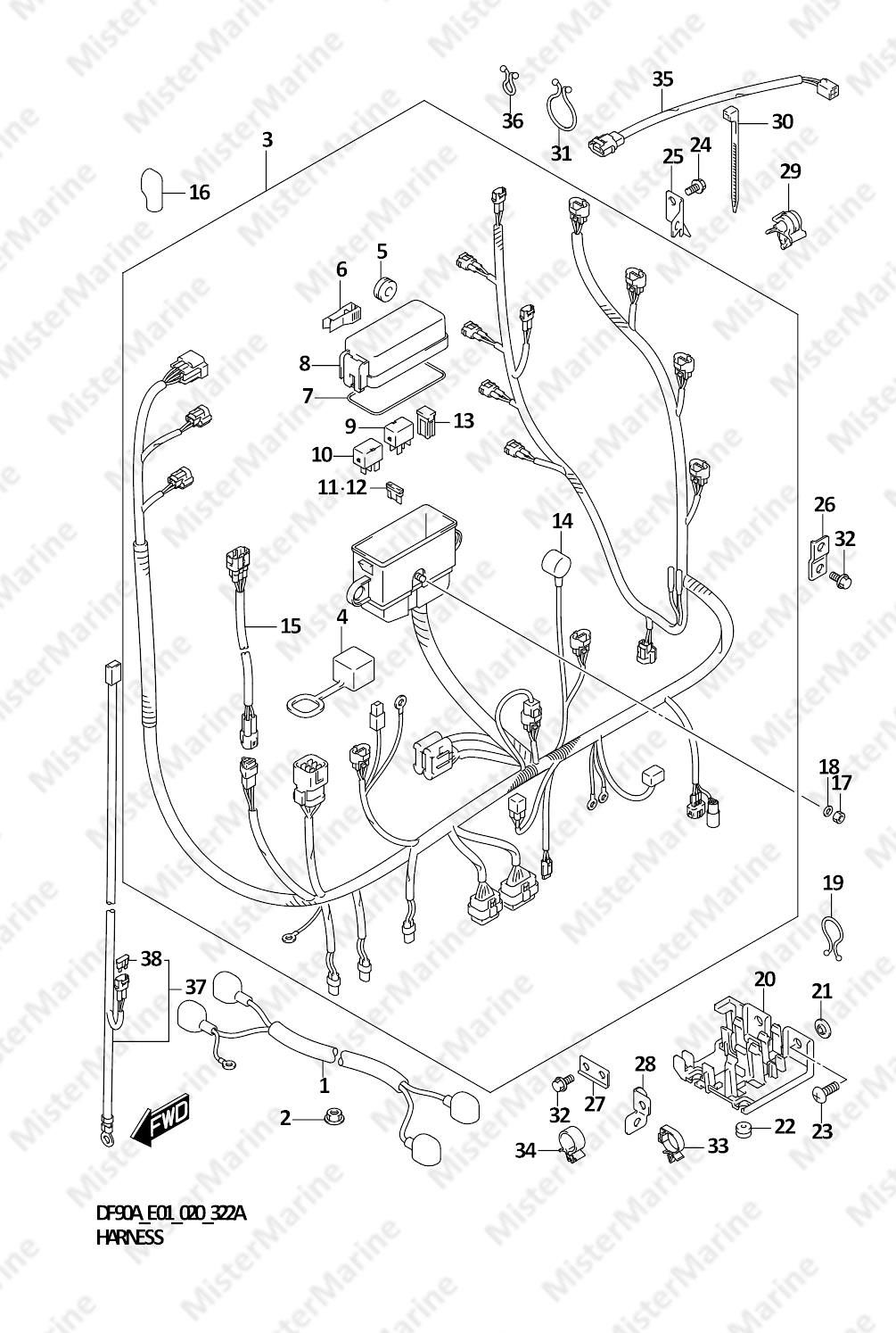 FIG.322A (1-F-7) HARNESS (DF70A)(DF70ATH)(DF80A)(DF90A)(DF90ATH)