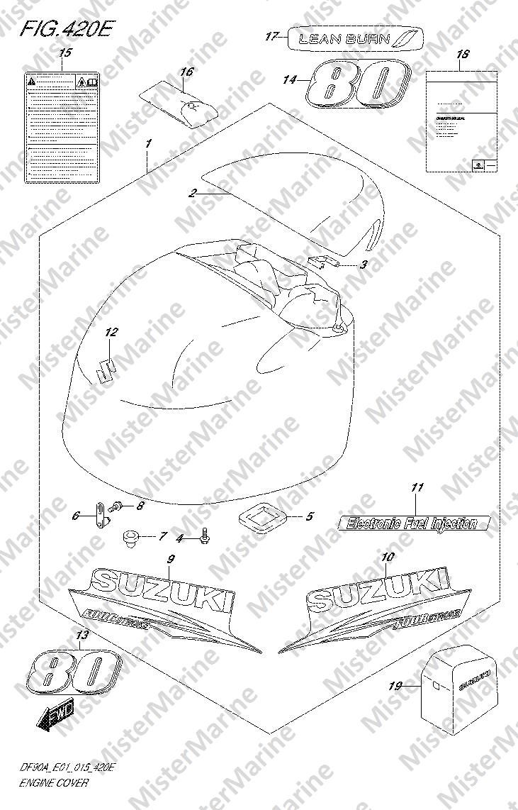 FIG.420E (2-H-3) ENGINE COVER (DF80A E01)