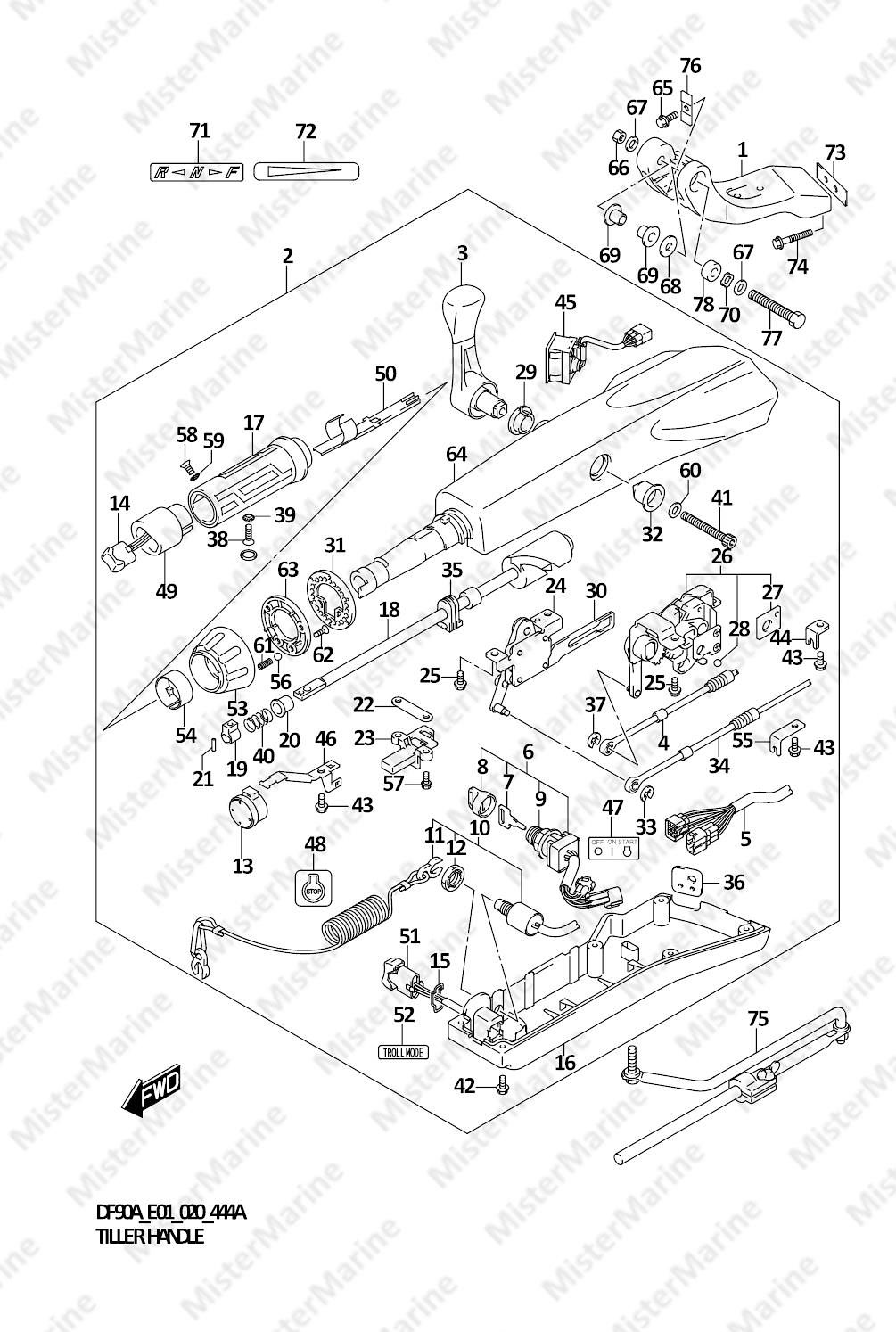 FIG.444A (1-J-8) TILLER HANDLE (DF70ATH)(DF90ATH)