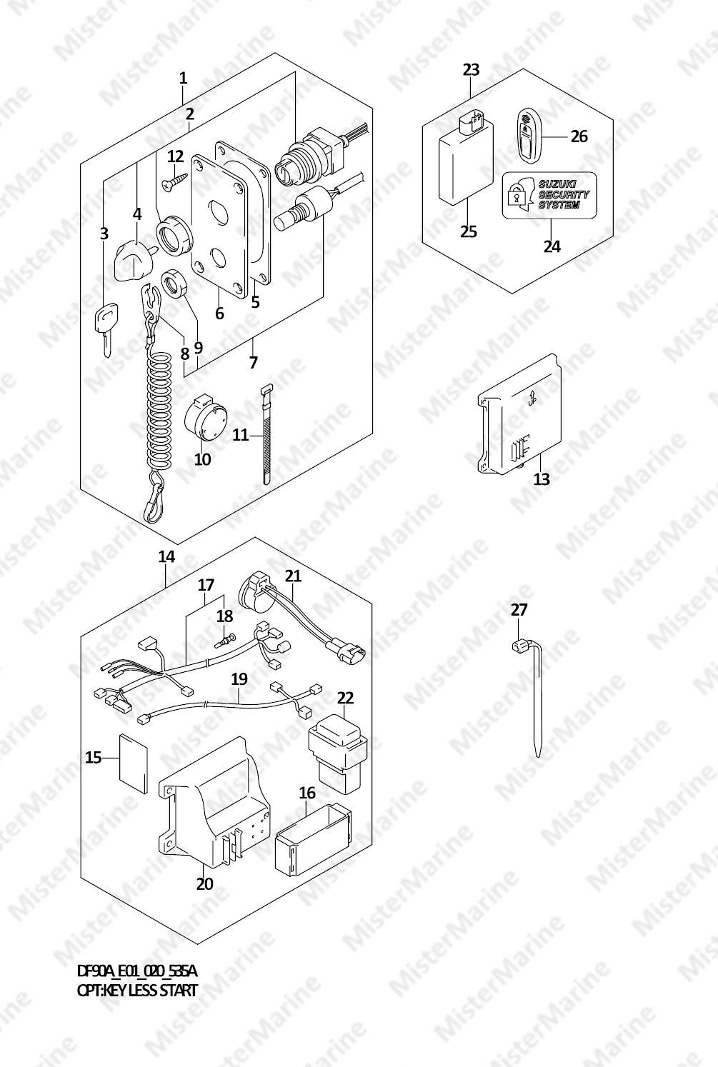 FIG.535A (1-L-6) OPT:KEY LESS START (DF70A E01)(DF80A E01)(DF90A E01)(DF100B E01)