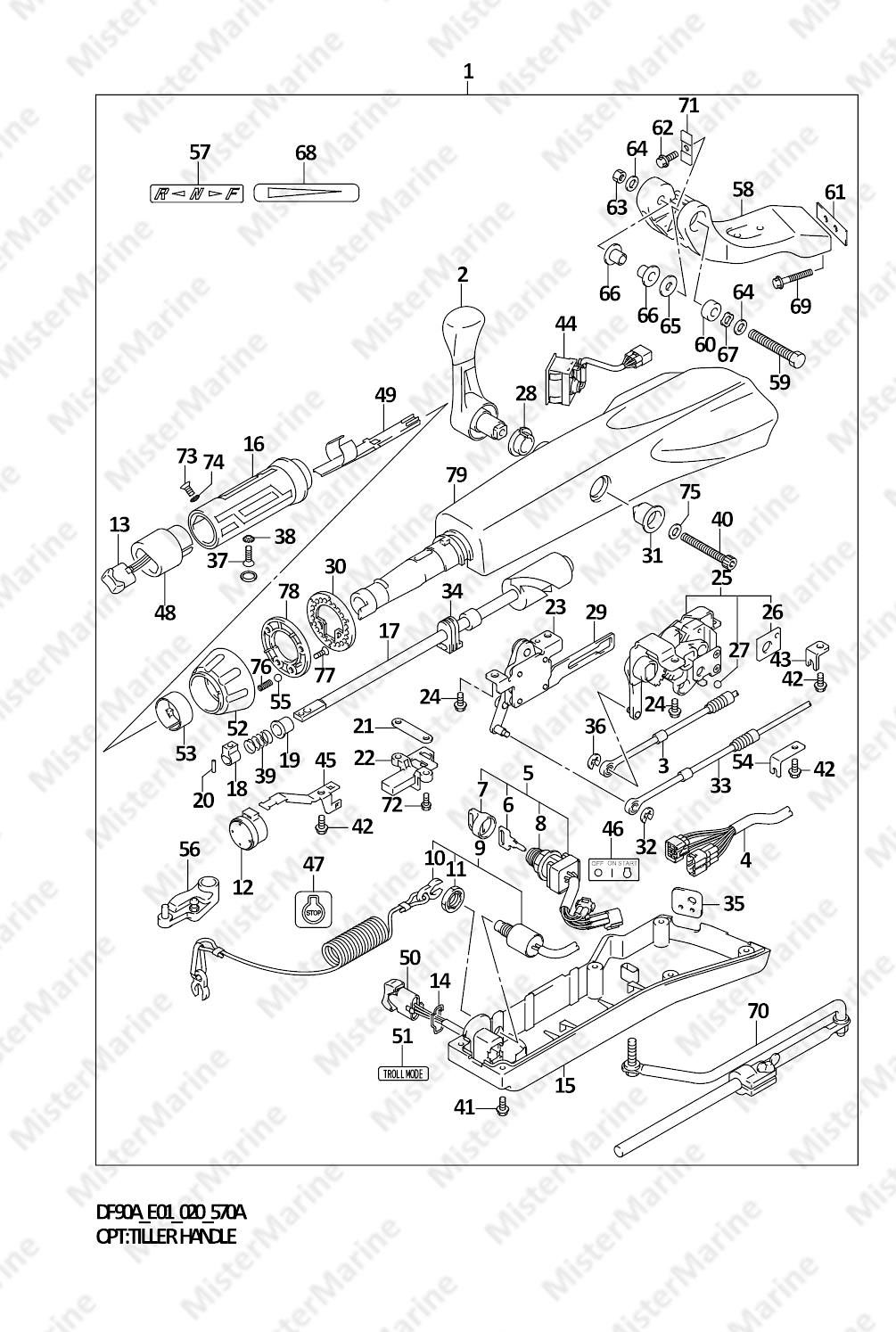 FIG.570A (1-L-12) OPT:TILLER HANDLE (DF70A)(DF80A)(DF90A)(DF100B)