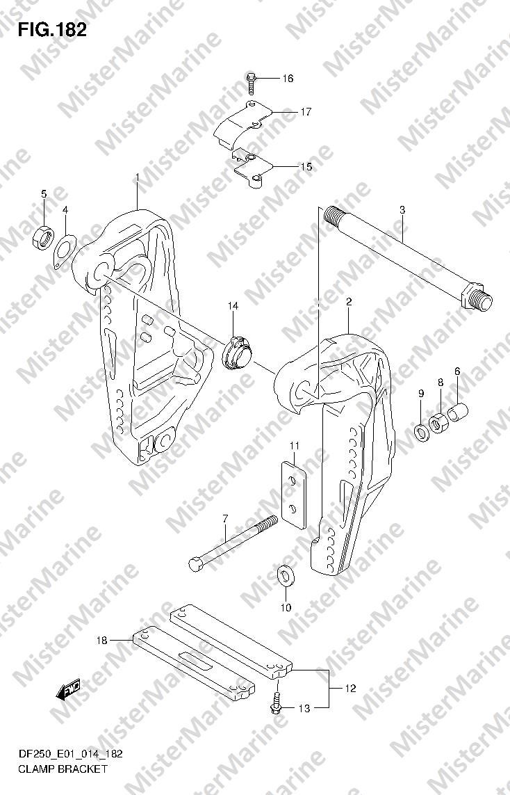 FIG.182 (2-J-14) CLAMP BRACKET TRANSOM(L) (DF200T E01)