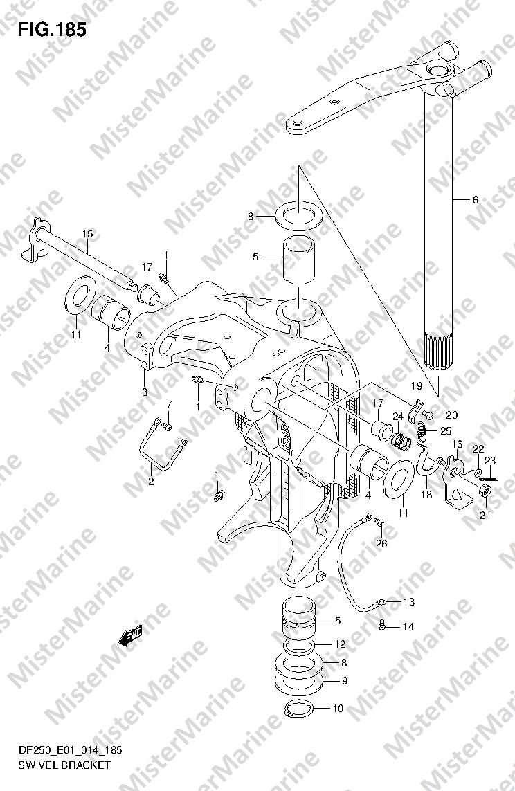 FIG.185 (2-K-3) SWIVEL BRACKET TRANSOM(L) (DF200T E01)