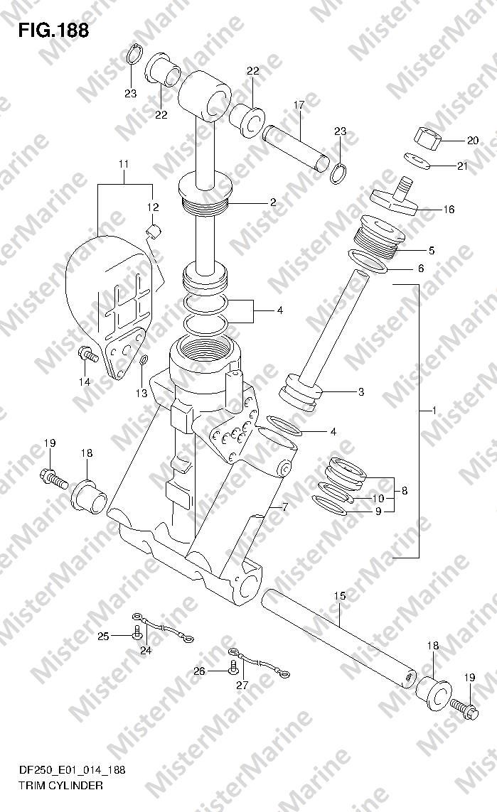 FIG.188 (2-K-7) TRIM CYLINDER TRANSOM(L) (DF200T E01)