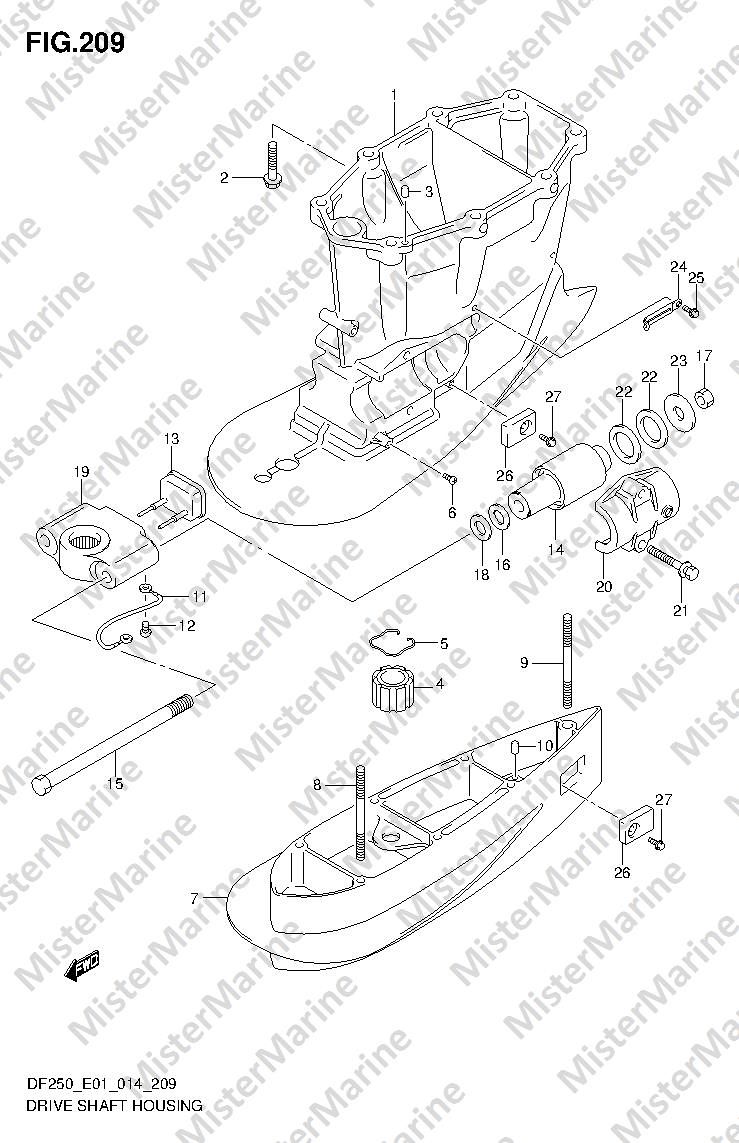 FIG.209 (3-B-12) DRIVE SHAFT HOUSING TRANSOM(X,XX) (DF225 DF250T)