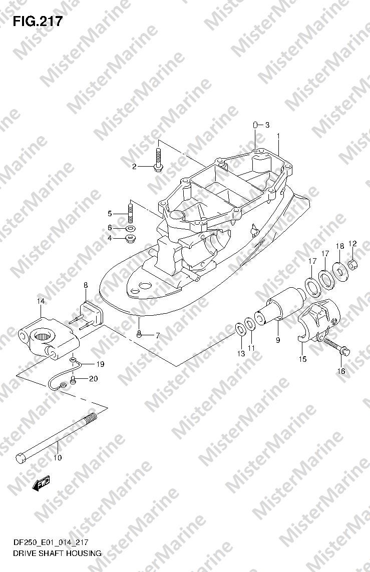 FIG.217 (3-C-6) DRIVE SHAFT HOUSING TRANSOM(L) (DF200T E01)