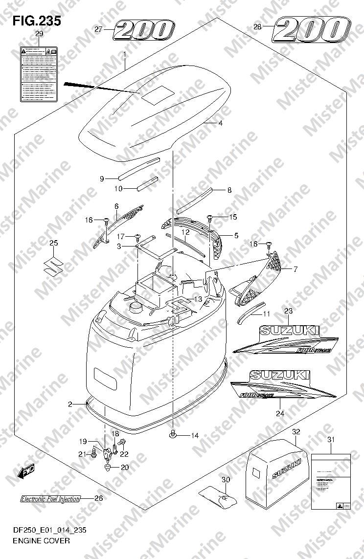 FIG.235 (3-E-12) ENGINE COVER (FOR Y5S)(DF200T E01)