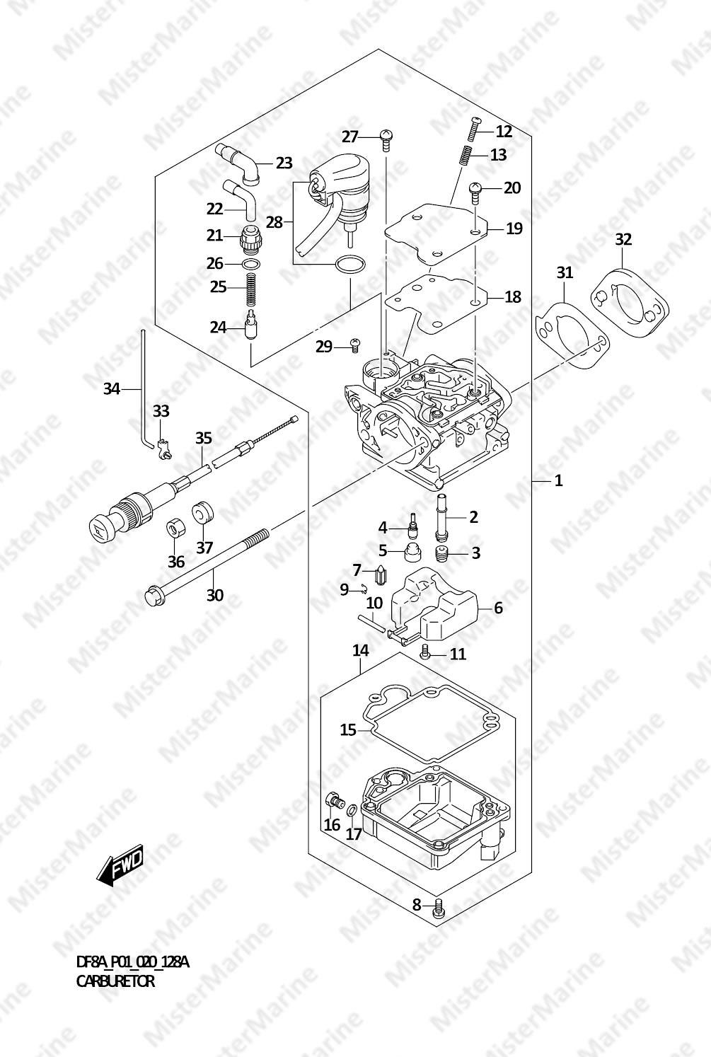 FIG.128A (1-B-11) CARBURETOR (DF8A)