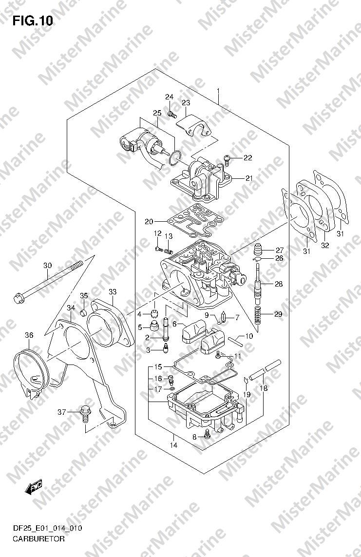 FIG.10 (1-B-13) CARBURETOR (DF25Q E01)