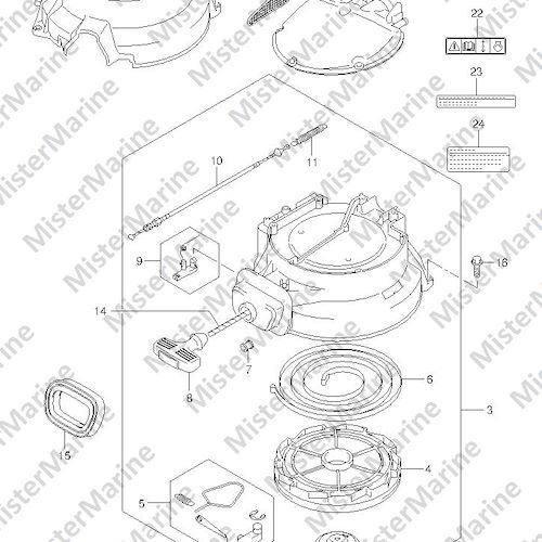 FIG.11 (1-B-15) MAGNETO COVER/RECOIL STARTER/SILENCER (DF25 E01)