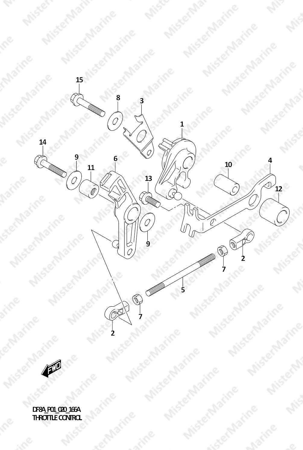 FIG.166A (1-C-4) THROTTLE CONTROL (DF8A)(DF9.9A)
