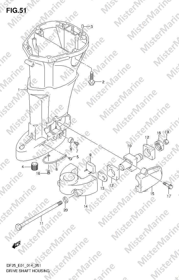 FIG.51 (1-F-4) DRIVE SHAFT HOUSING (DF25 E01)