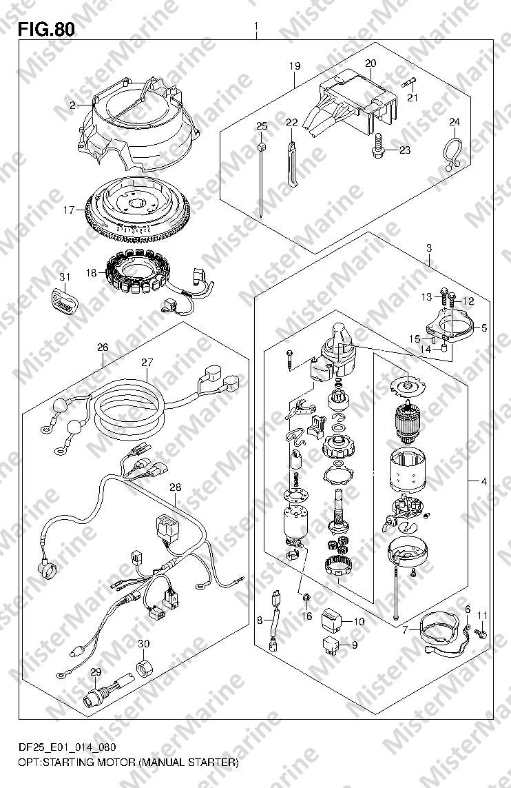 FIG.80 (1-H-11) OPT:STARTING MOTOR (MANUAL STARTER) (DF25 E01)