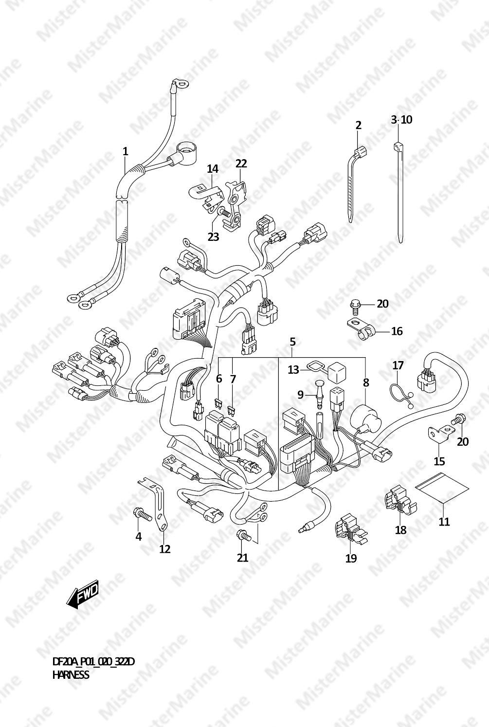 FIG.322D (1-E-4) HARNESS (DF9.9BTH)(DF20ATH)