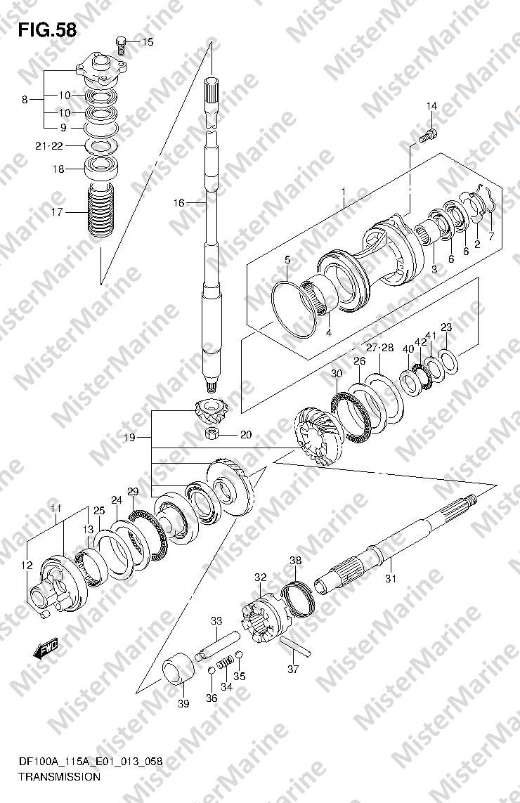 FIG.58 (1-G-4) TRANSMISSION (DF115AZ E01)