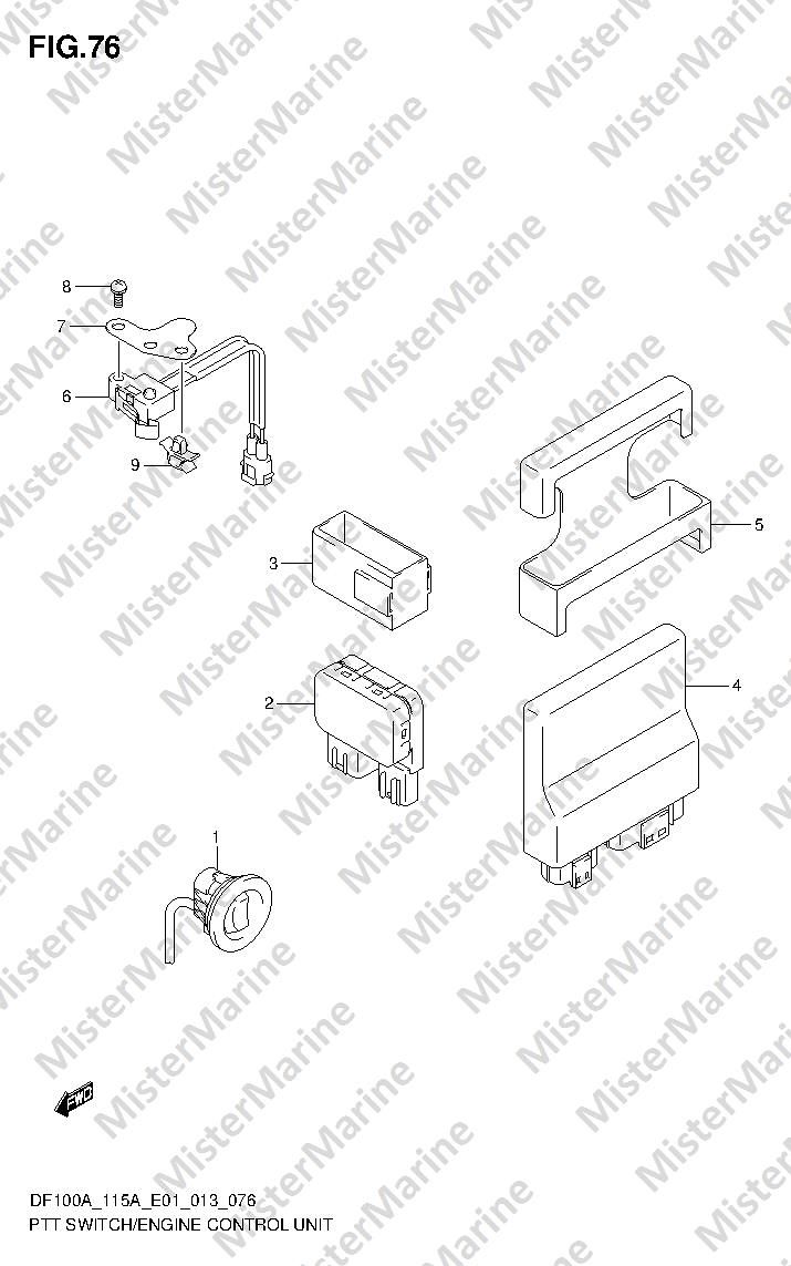 FIG.76 (1-H-11) PTT SWITCH/ENGINE CONTROL UNIT (DF100AT E01)