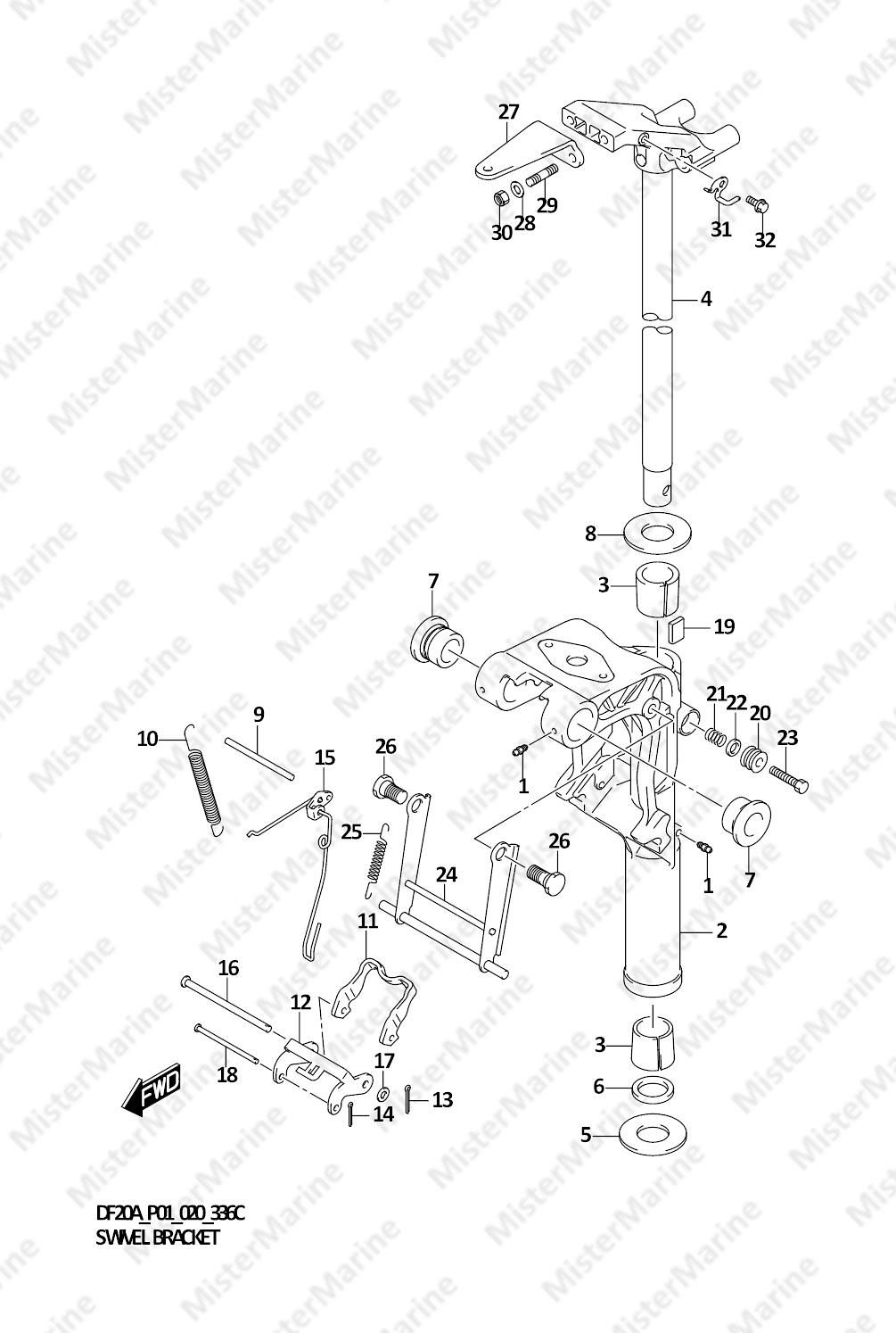 FIG.336C (1-F-6) SWIVEL BRACKET (DF9.9BR)(DF15AR)(DF20AR)