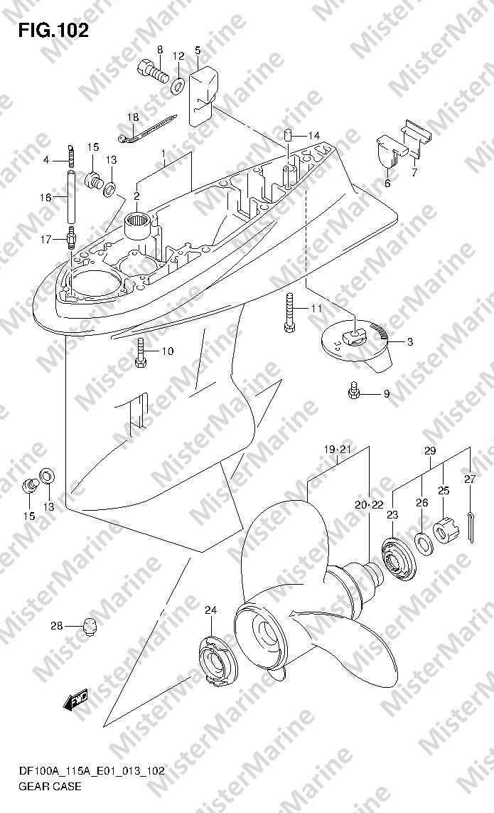 FIG.102 (1-J-11) GEAR CASE (DF115AZ E01)