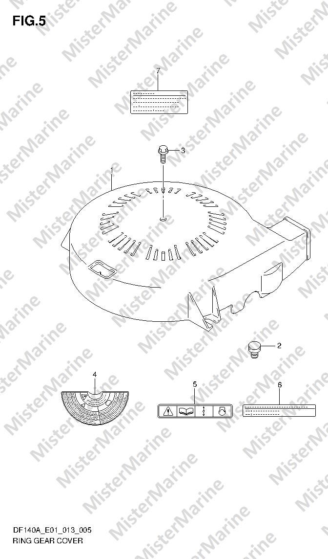 FIG.5 (1-B-6) RING GEAR COVER (DF140AZ E01)
