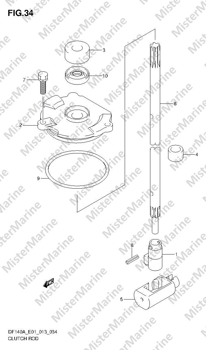 FIG.34 (1-D-11) CLUTCH ROD (DF140AT E01)