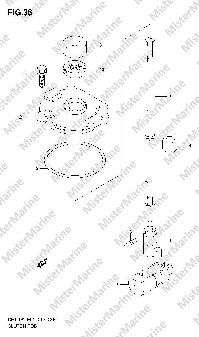 FIG.36 (1-D-13) CLUTCH ROD (DF140AZ E01)