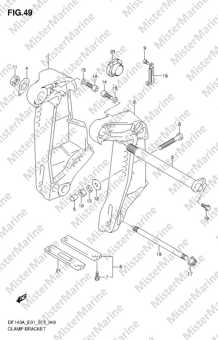 FIG.49 (1-F-6) CLAMP BRACKET (DF140AT E01)