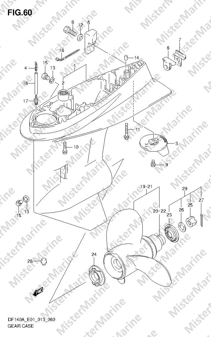 FIG.60 (1-G-4) GEAR CASE (DF140AZ E01)