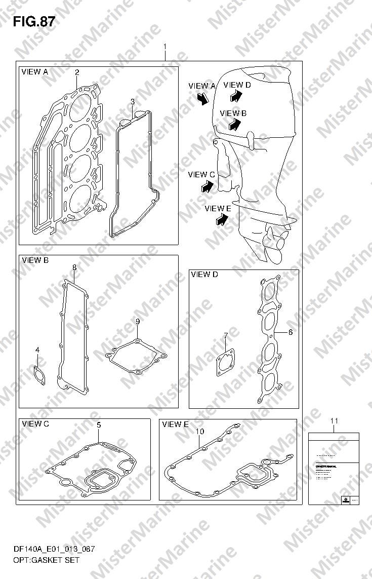 FIG.87 (1-I-14) OPT:GASKET SET (DF140AZ E01)