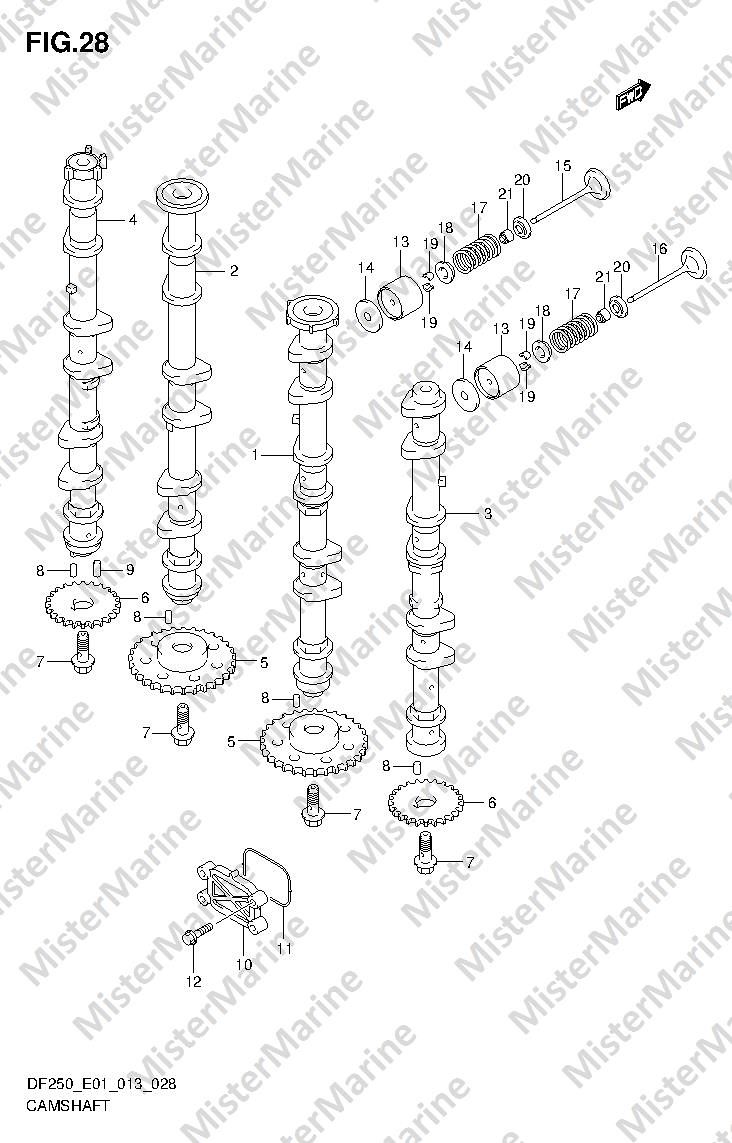 FIG.28 (1-D-13) CAMSHAFT (DF200T E DF225T)