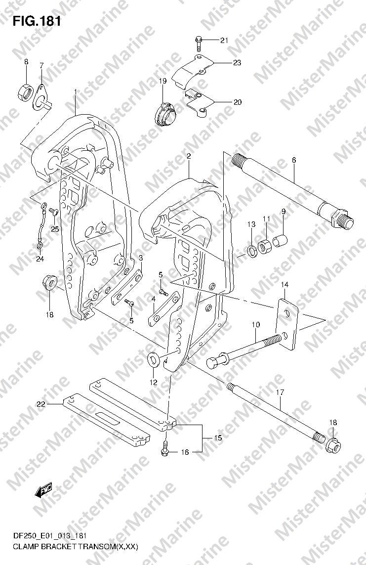 FIG.181 (2-J-13) CLAMP BRACKET TRANSOM(X,XX) (DF200T E1)