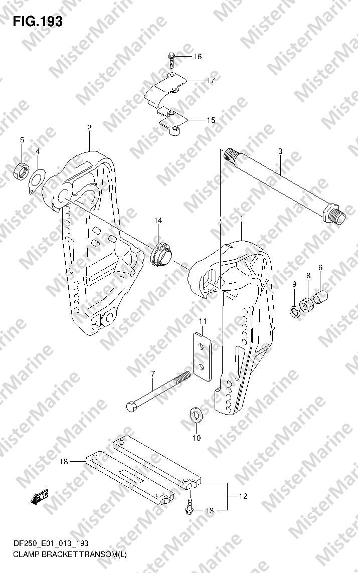 FIG.193 (2-K-11) CLAMP BRACKET TRANSOM(L) (DF200T E1)