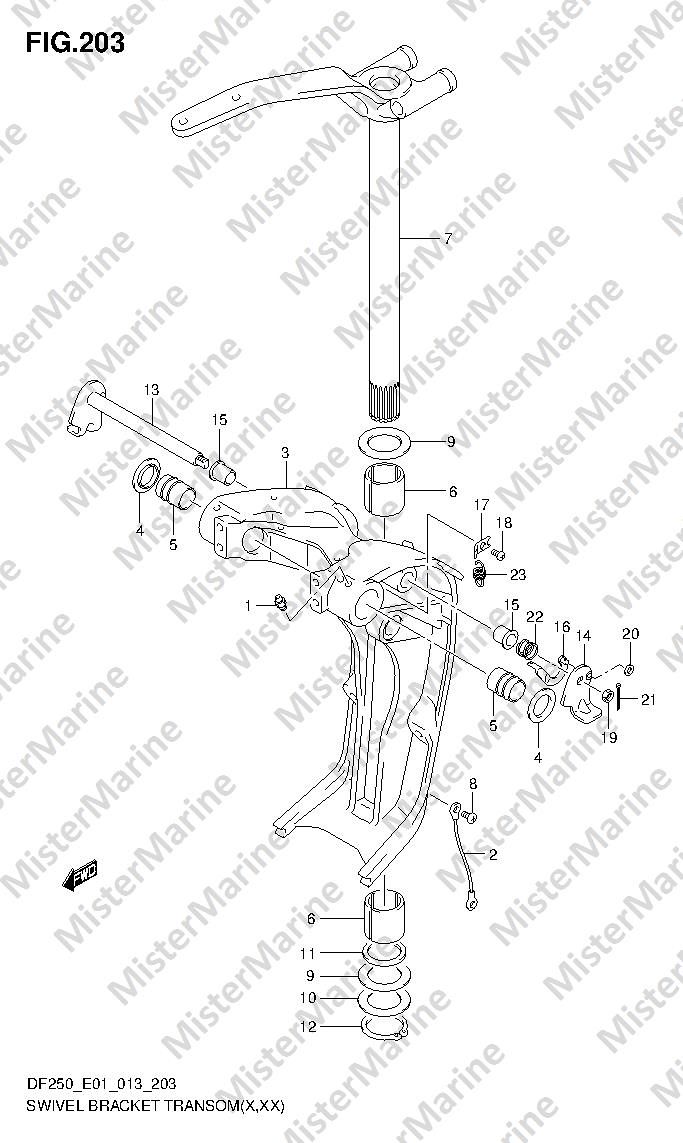FIG.203 (2-L-7) SWIVEL BRACKET TRANSOM(X,XX) (DF250T E1)