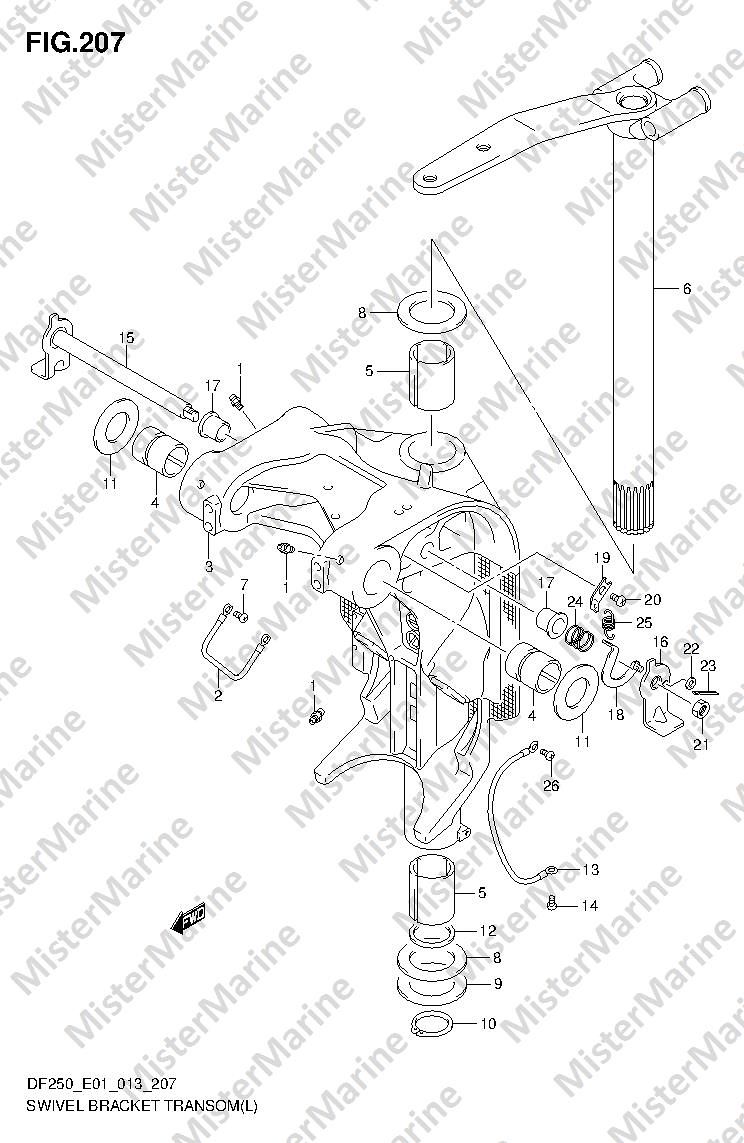 FIG.207 (2-L-11) SWIVEL BRACKET TRANSOM(L) (DF200T E1)