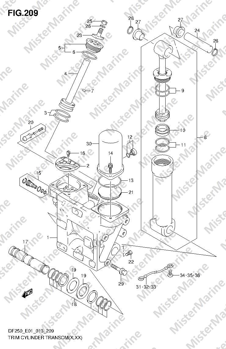 FIG.209 (2-L-13) TRIM CYLINDER TRANSOM(X,XX)