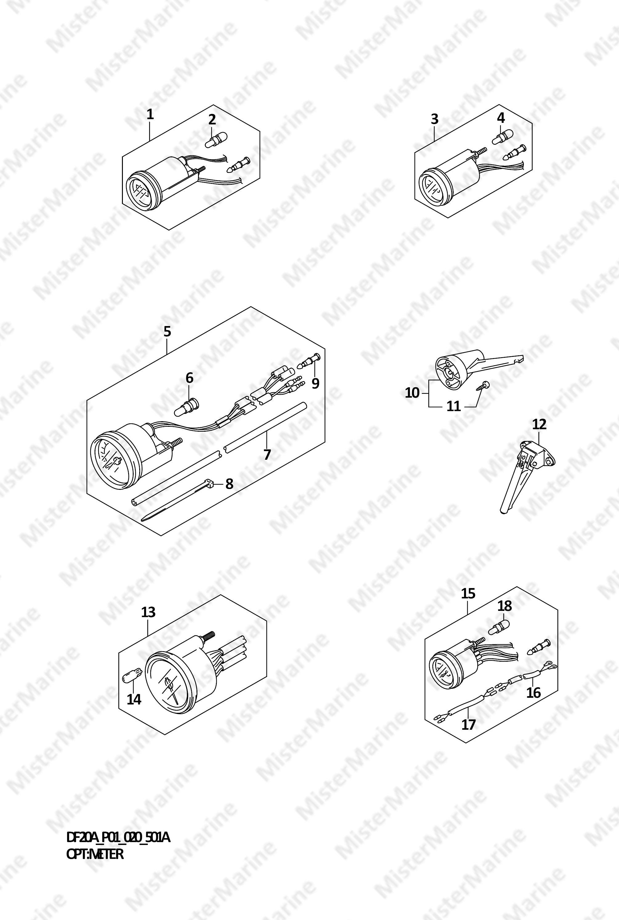 FIG.501A (1-I-10) OPT:METER (DF9.9BR)(DF9.9BT)(DF15AR)(DF15AT)(DF20AR)(DF20AT)