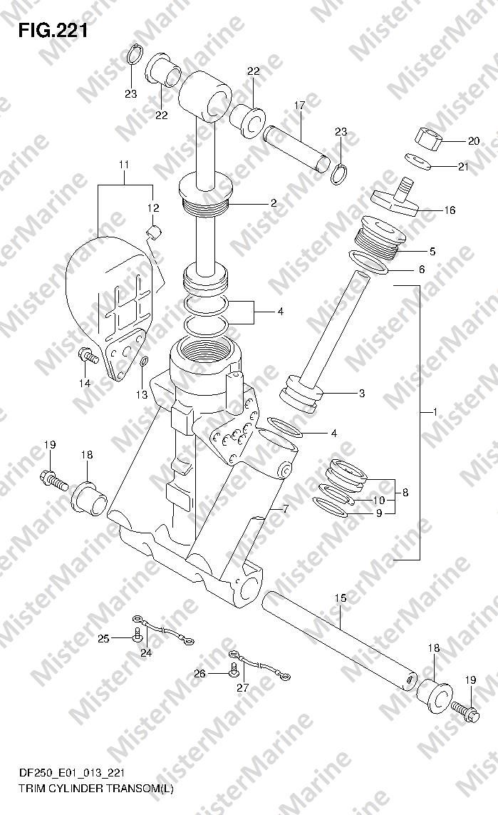 FIG.221 (3-C-9) TRIM CYLINDER TRANSOM(L) (DF200T E1)