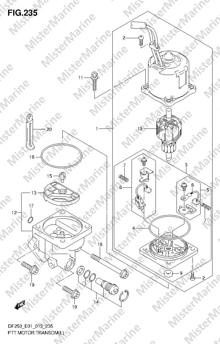 FIG.235 (3-D-9) PTT MOTOR TRANSOM(L) (DF200T E1)