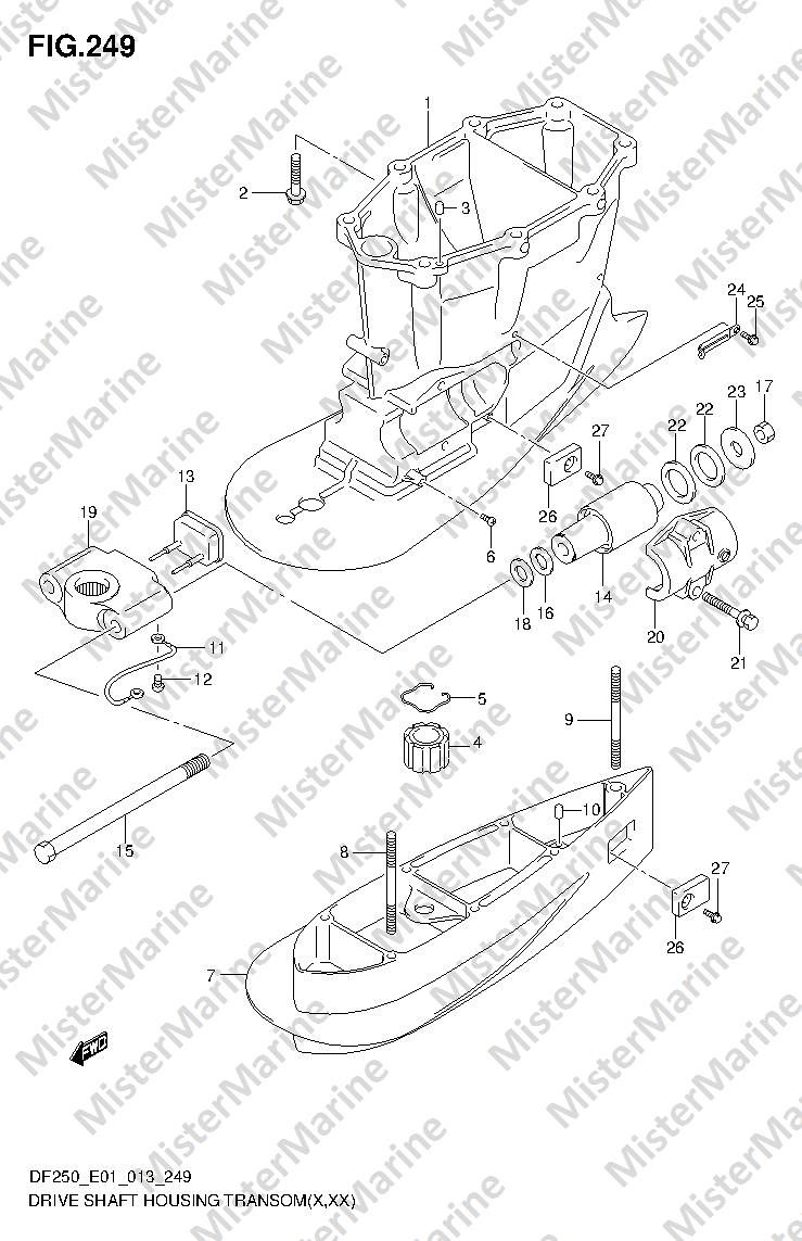 FIG.249 (3-F-7) DRIVE SHAFT HOUSING TRANSOM(X,XX) (DF200T E1)