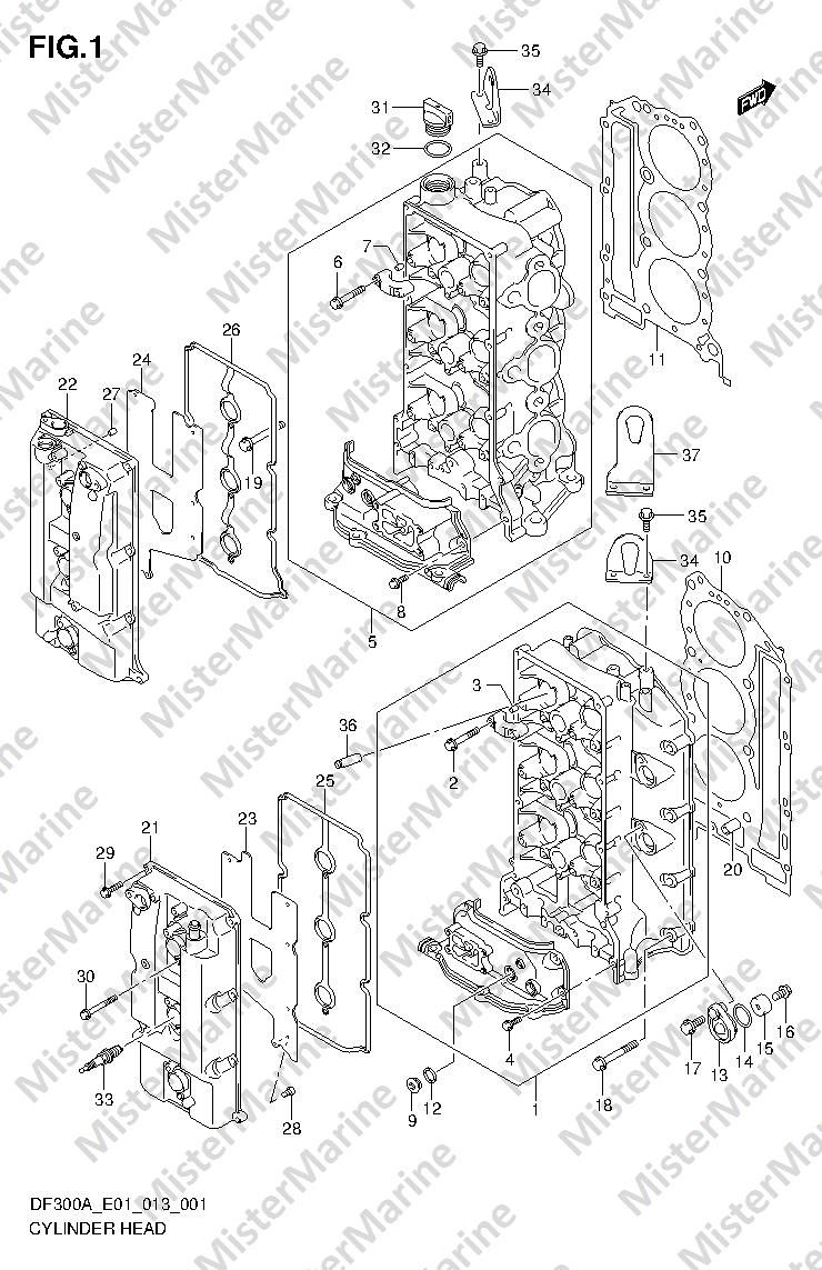 FIG.1 (1-B-2) CYLINDER HEAD
