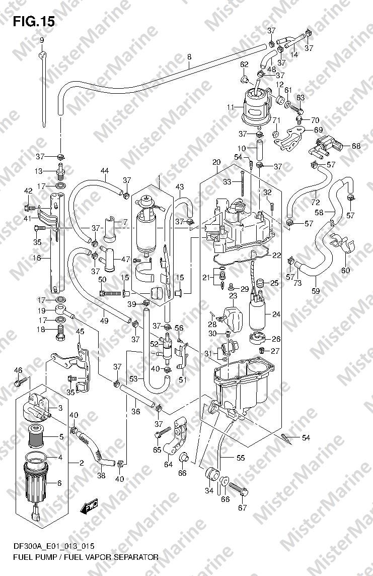 FIG.15 (1-C-8) FUEL PUMP / FUEL VAPOR SEPARATOR (DF300A E1)