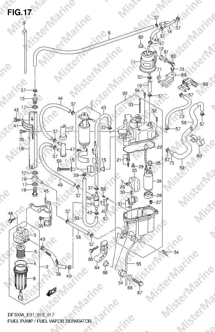 FIG.17 (1-C-13) FUEL PUMP / FUEL VAPOR SEPARATOR (DF250A E1)