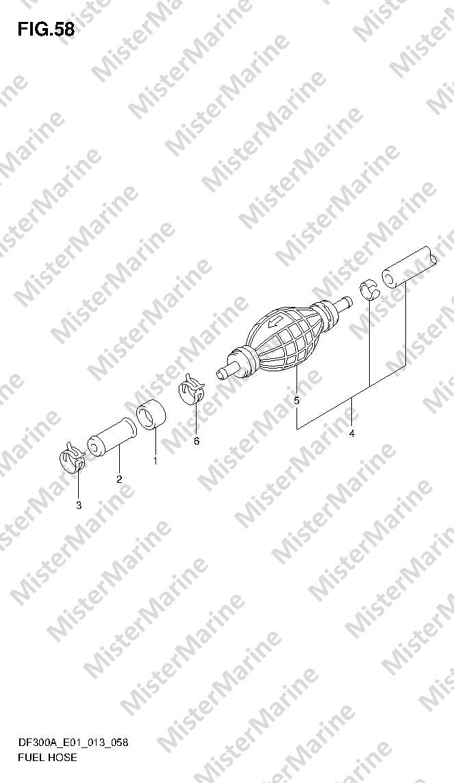 FIG.58 (1-H-4) FUEL HOSE (DF300A E1)