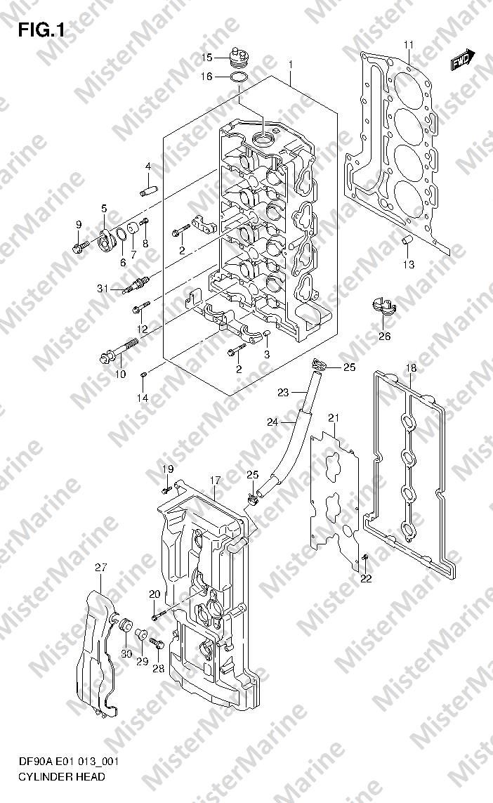 FIG.1 (1-B-2) CYLINDER HEAD