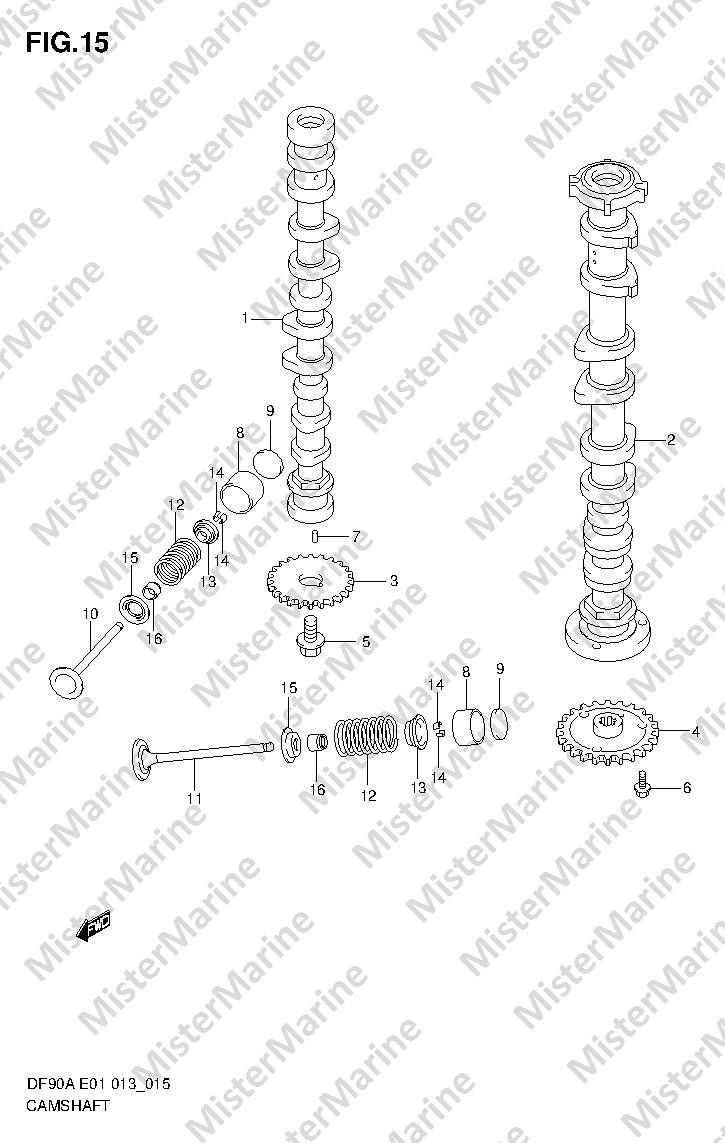 FIG.15 (1-C-2) CAMSHAFT (DF70A E1)