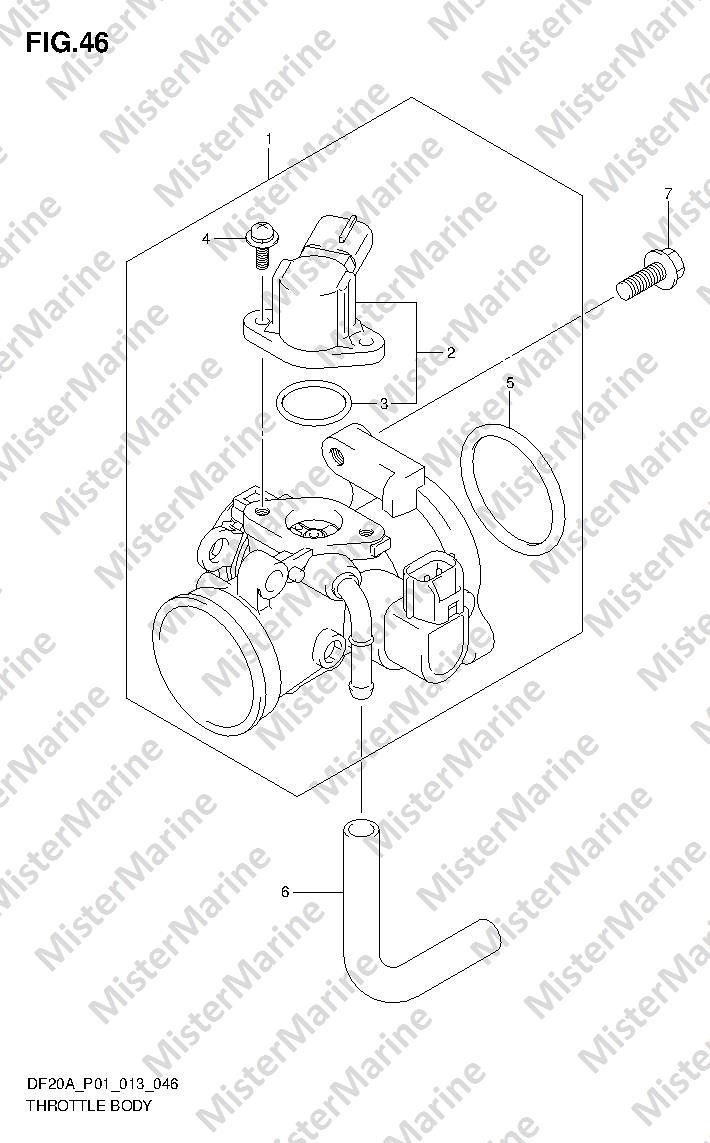 FIG.46 (1-E-12) THROTTLE BODY (DF9.9BR DF15AR DF20AR/TH) GUIDA REMOTA
