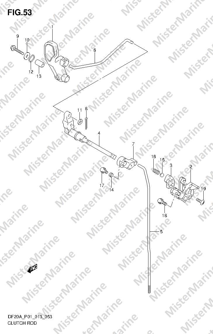 FIG.53 (1-F-5) CLUTCH ROD (DF9.9B DF15A DF20A) GUIDA A BARRA