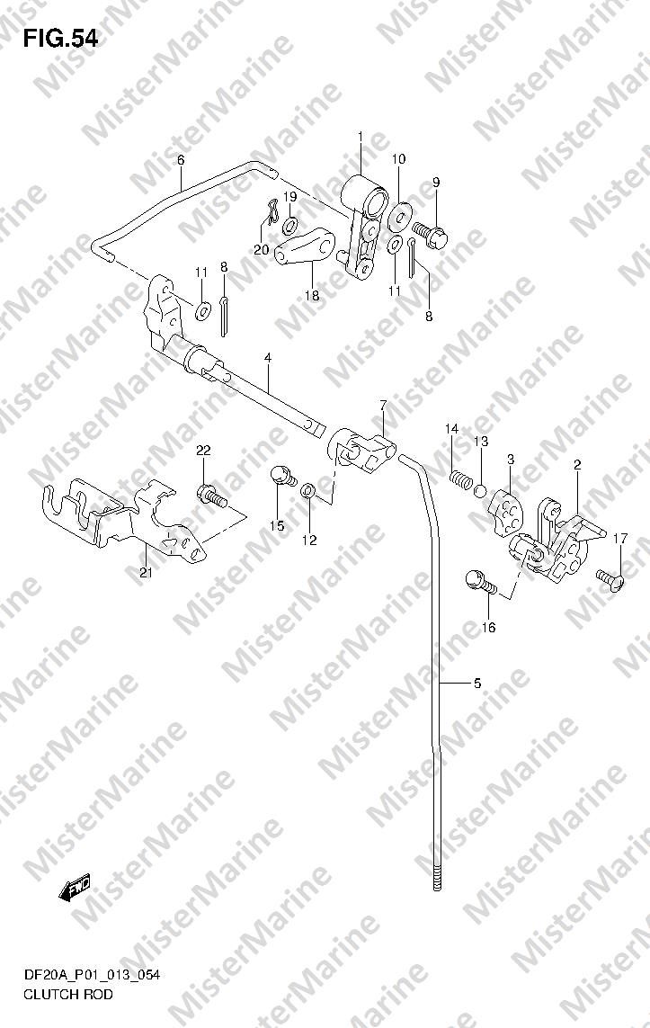 FIG.54 (1-F-6) CLUTCH ROD (DF9.9BR DF15AR DF20AR) GUIDA REMOTA
