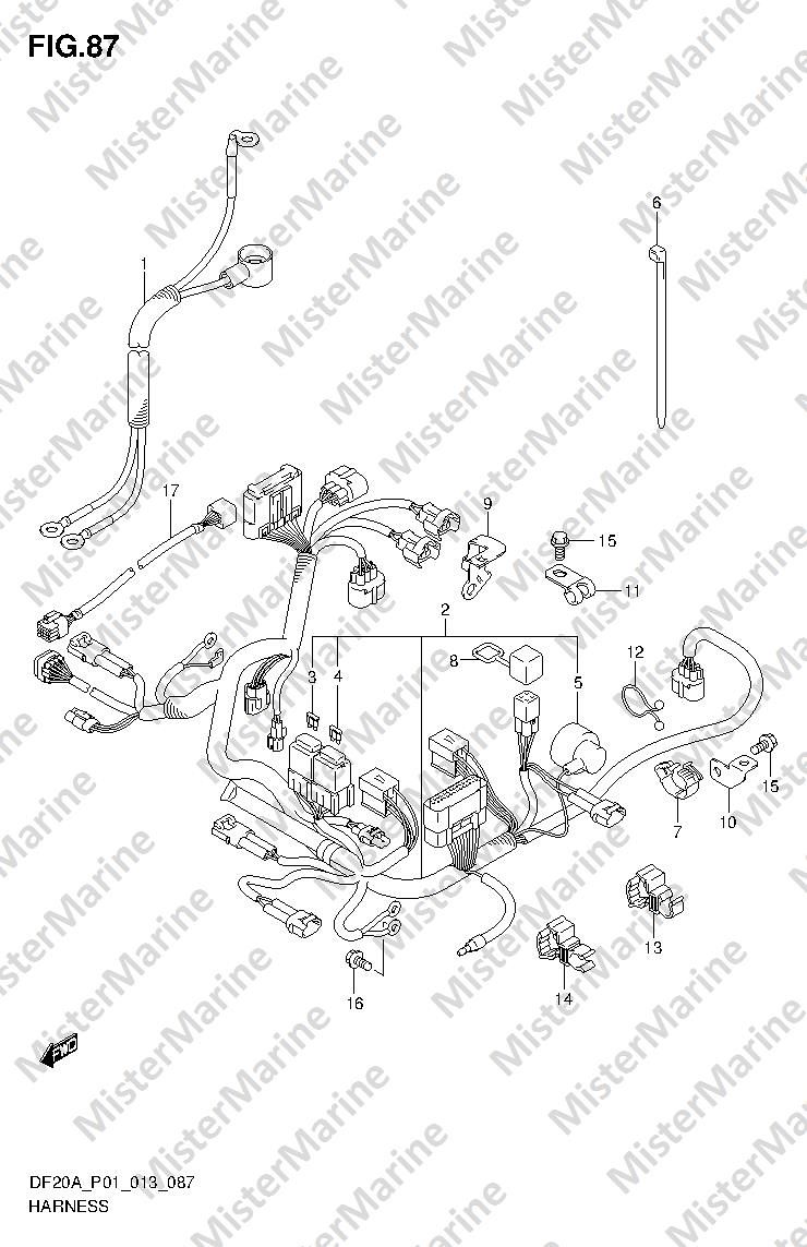FIG.87 (1-H-12) HARNESS (DF9.9BR DF15AR DF20AR) GUIDA REMOTA
